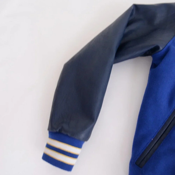 Vintage  Varsity Navy Spirit Cheer 15% Wool Button Down Varsity Bomber Jacket S - Picture 9 of 12